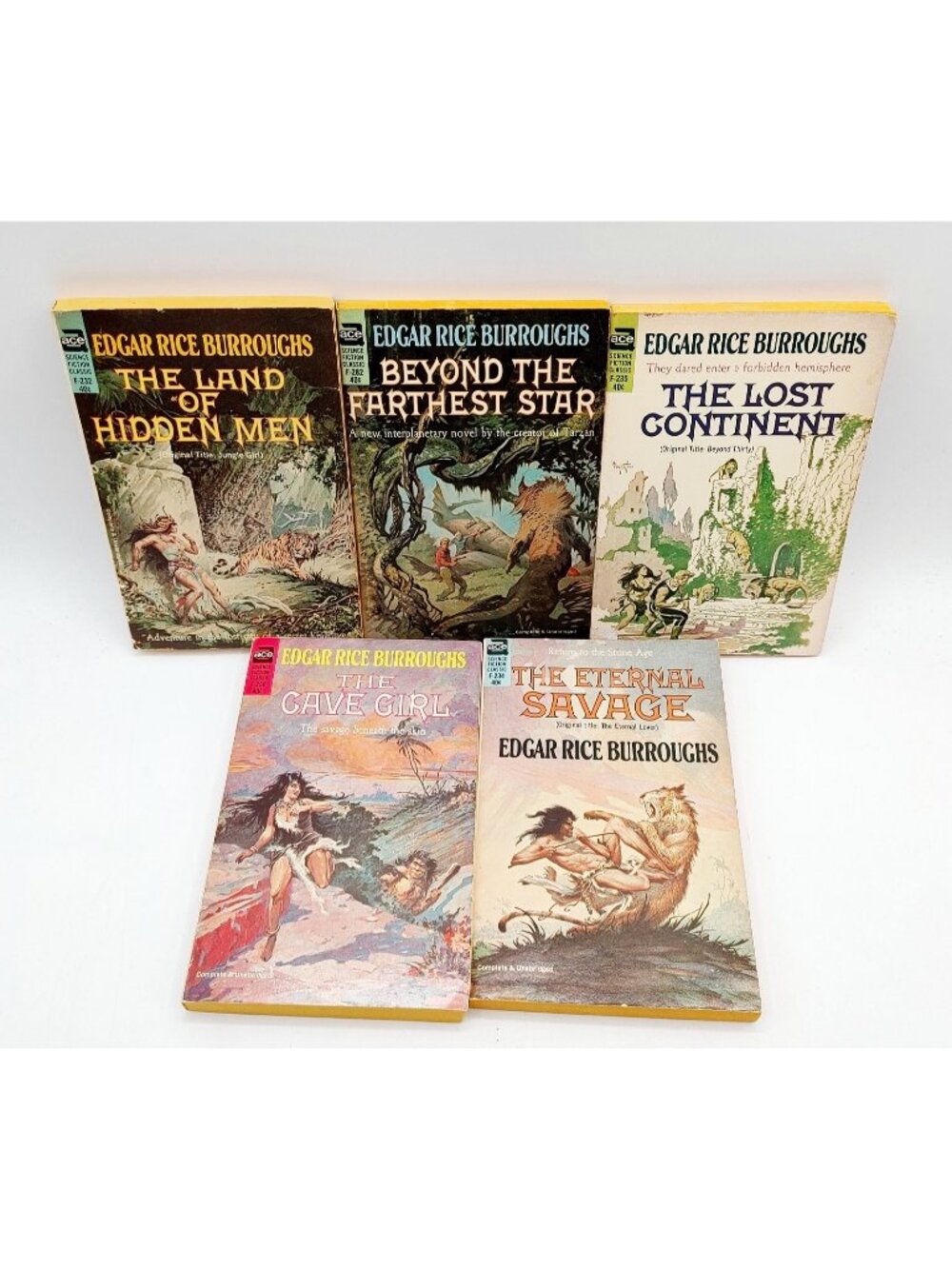 Lot of 5 Vintage Edgar Rice Burroughs Paperback Books Ace Stand Alone Novels